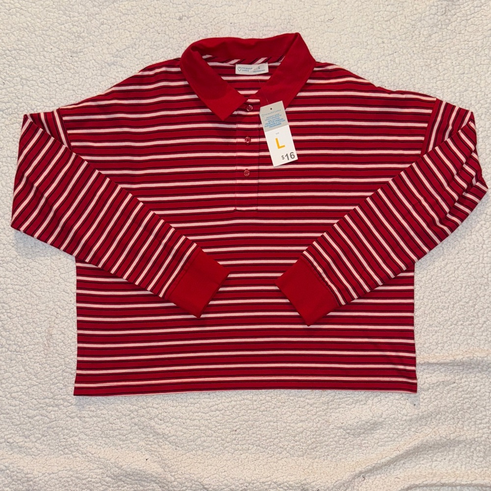 Women’s Primark Red and White Striped Long Sleeve Shirt